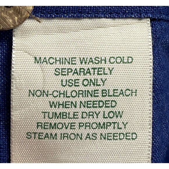 St John's Bay Linen Cotton Button Up Shirt Top Men's L Blue Pocket Short Sleeve - Picture 4 of 5